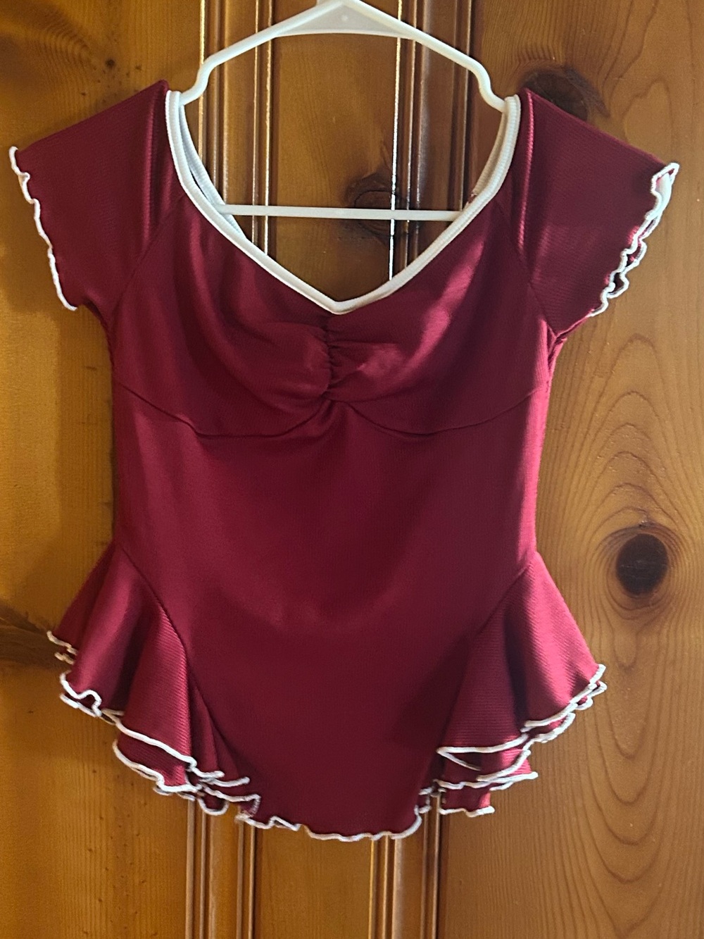 Kids Burgundy One-Piece Swimwear with Ruffle Skirt